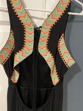 Karlie Black Dress with Multicolor Neon Trim